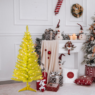 Arbre de Noël artificiel doré de 4 pi avec 50 lumières et support facile à assembler pour les petits espaces