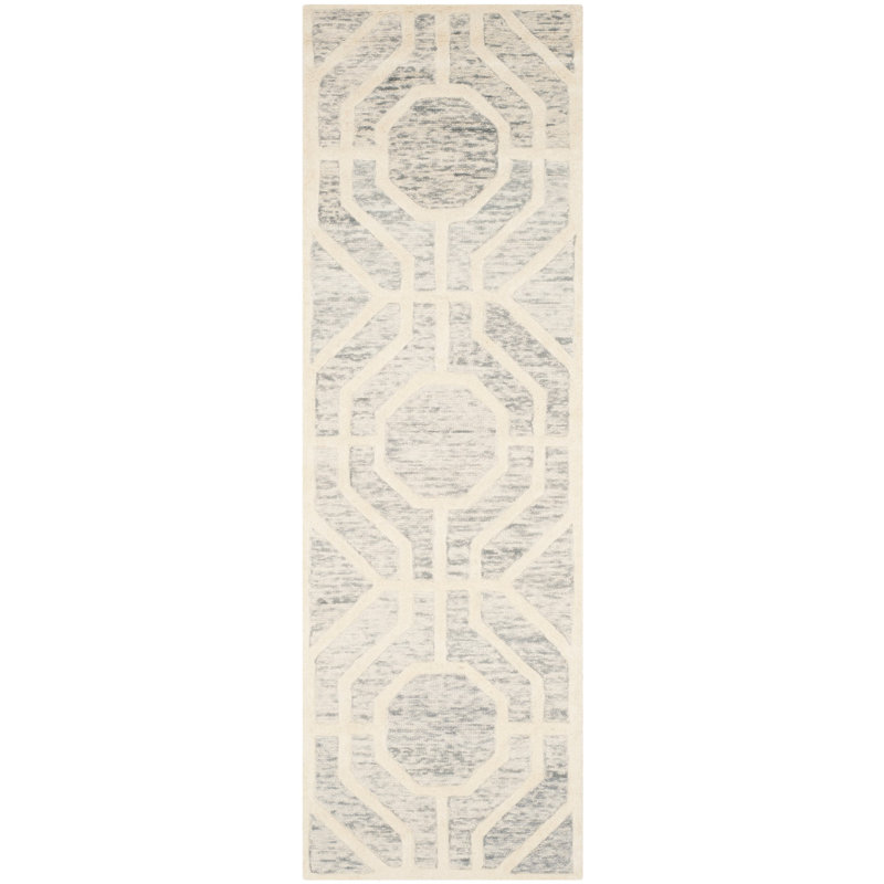 Deedgra Hand Tufted Wool Geometric Rug, Runner 2'6" x 8'