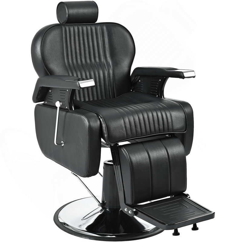 Fauteuil de coiffeur inclinable robuste, fauteuil de coiffeur inclinable hydraulique polyvalent pour salon de coiffure, pivotant à 360 ° et réglable en hauteur, pour salon de coiffure et salon de beauté, équipement de coiffage spa, noir