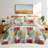 Modern Floral Geometric Quilt Set, 3-Piece Reversible Coverlet and Pillow Shams-110379276-110379275