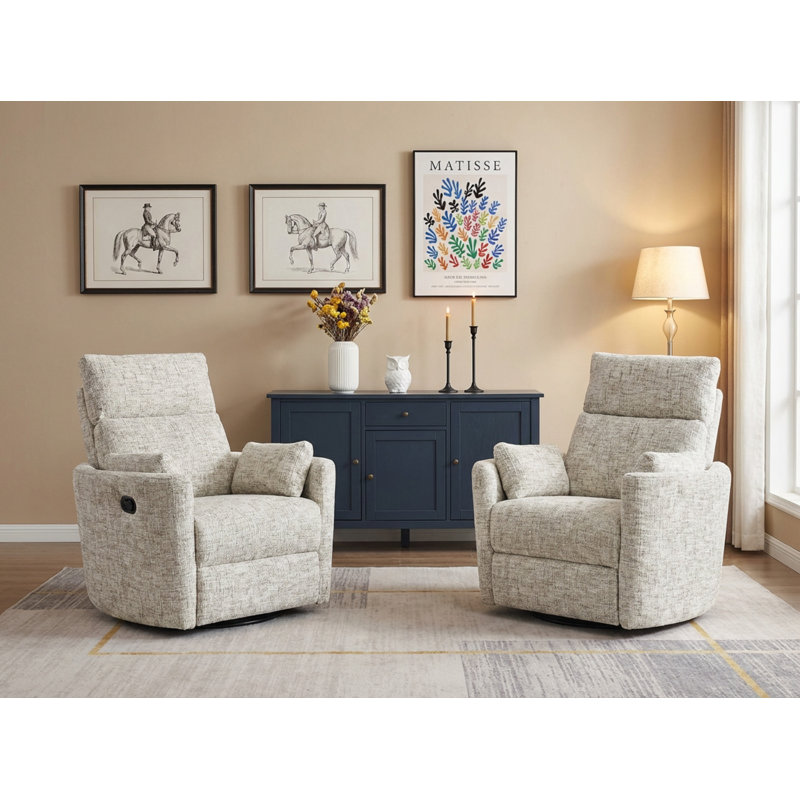 Callendale Set Of 2 Electric Power Swivel Rocker Recliner With USB Port & Type-C, Cream Gray