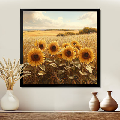 Domenik, campagne, tournesols, prairies I, art mural tournesols