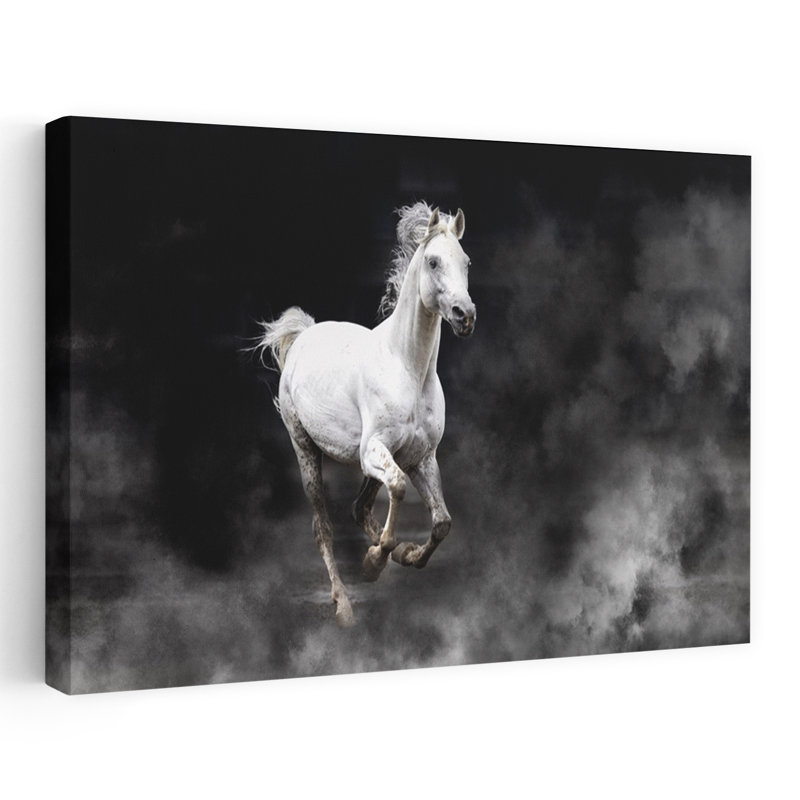 Art mural abstrait cheval contemporain Fergana, H 60 po x l 40 po