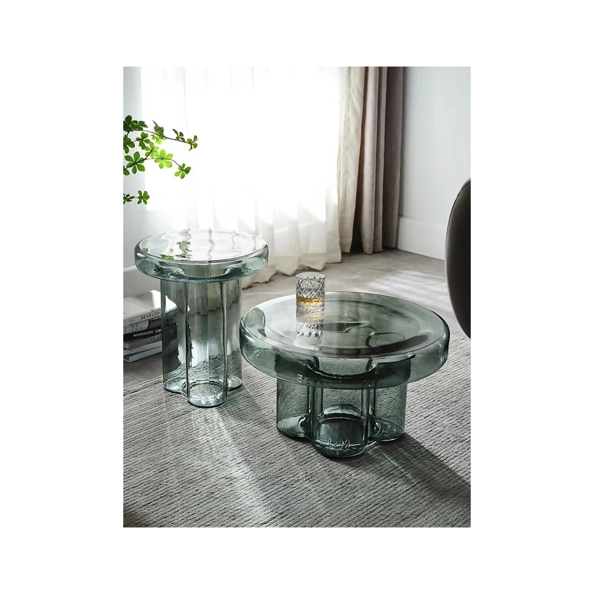 Glass End Table, Green