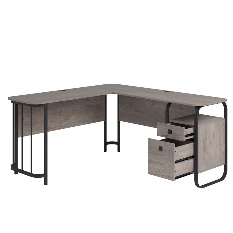 Bureaux de direction en L avec huche Smithies, Bois patiné