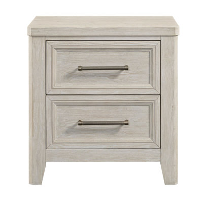 Table de chevet en bois à 2 tiroirs Jaemi, lin délavé