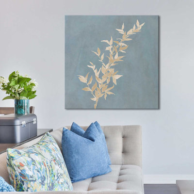 «Tan Leaf on Blue Square III» par Lanie Loreth