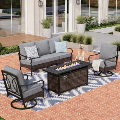 5 - Person Patio Conversation Set With Swiveling Lounge Chairs