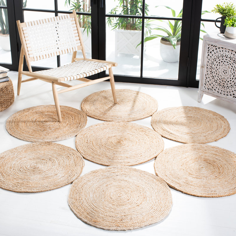 Amesbury Natural Fiber Hand Woven Jute Solid Color Rug, Round 8'