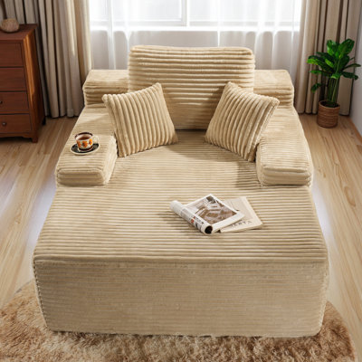 Cloudelle Oversized Plush Corduroy Chaise Lounge Chair 
