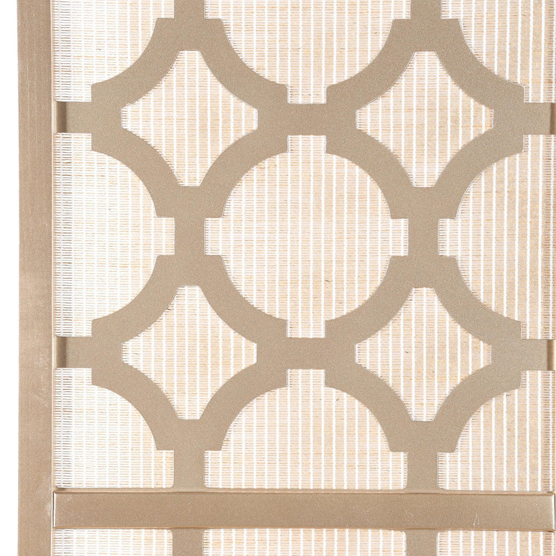 Gold Shoji-Inspired 4-Panel Folding Room Divider with Rice Paper Inlay