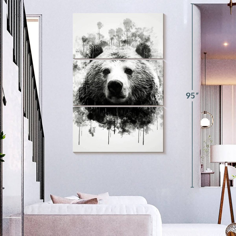 Brampt Bear Head Black And White, 74" H x 48" W