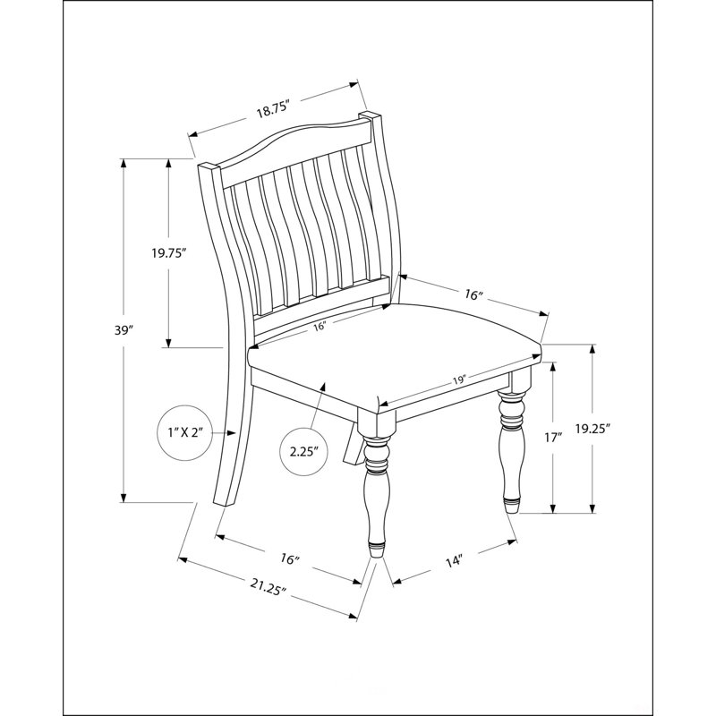 Chaise de salle à manger de 39 po de hauteur