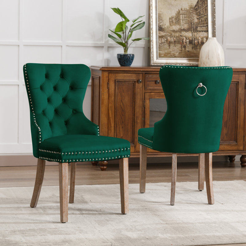 Gaye 49.5cm H Tufted Velvet Upholstered Parsons Chair, 2, Green