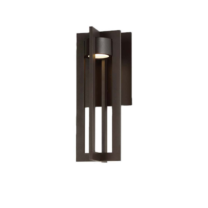 Chamber LED Outdoor Armed Sconce, Bronze, 16" H x 7" W x 8" D