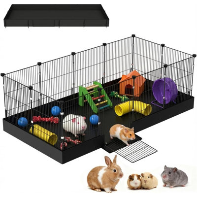 Guinea Pig Cages DIY  Animal Playpen With Waterproof Liner, Expandable Cage For Guinea Pigs, Metal Wire Yard Fence Rabbit Cage