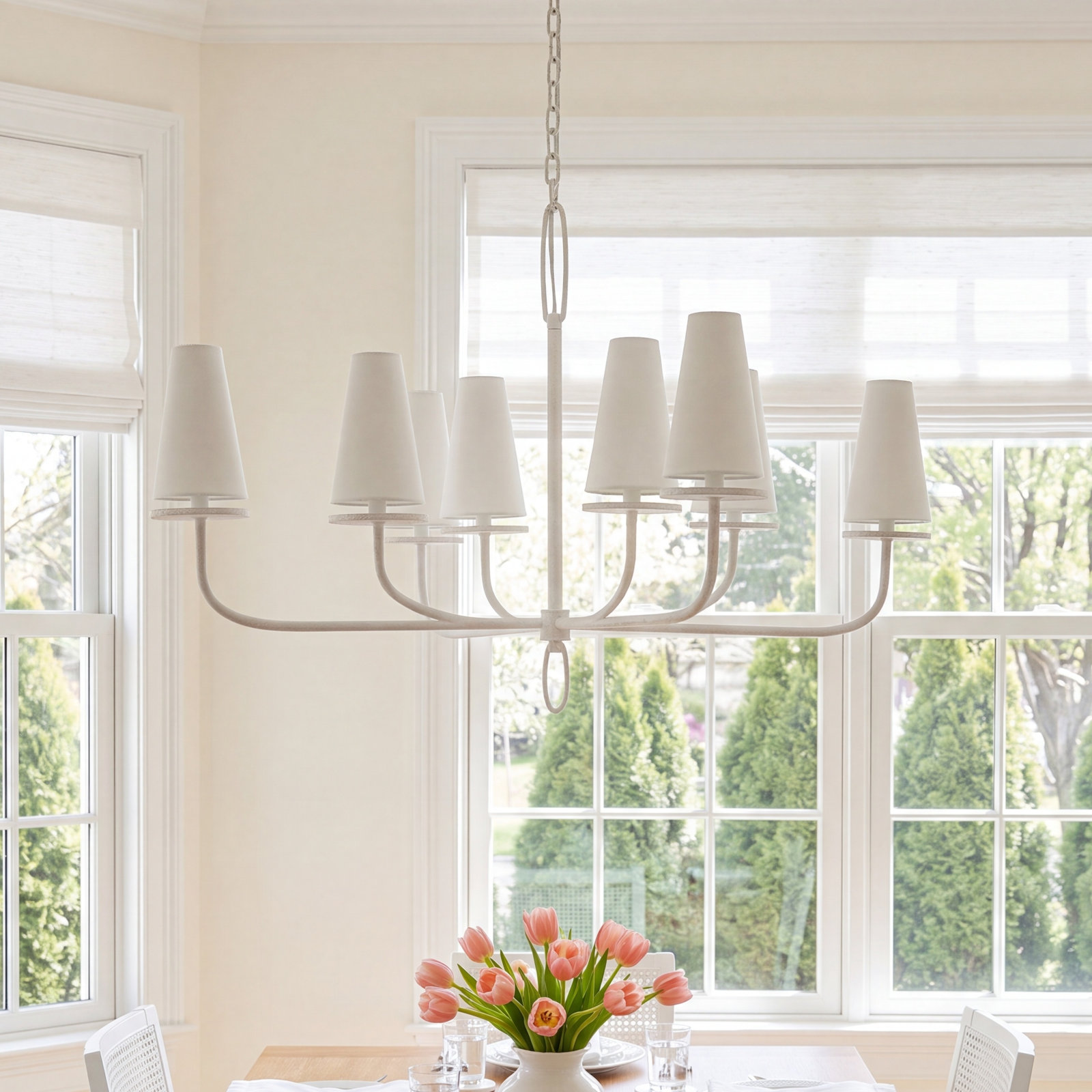 Walling 8 - Light Dimmable Chandelier, Gesso White