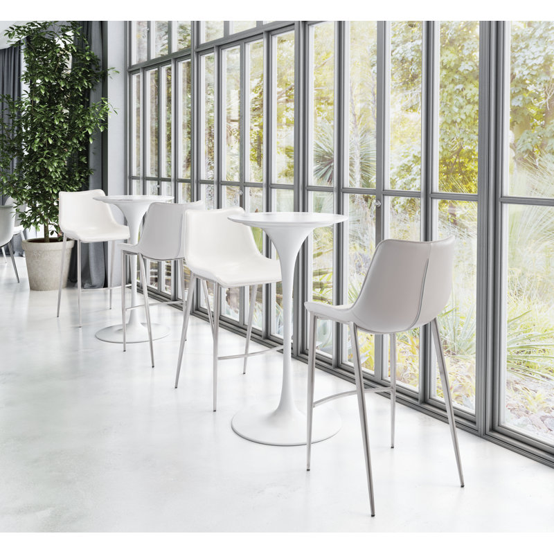 Tabouret de bar Wajda (ensemble de 2) argent, Blanc / Blanc