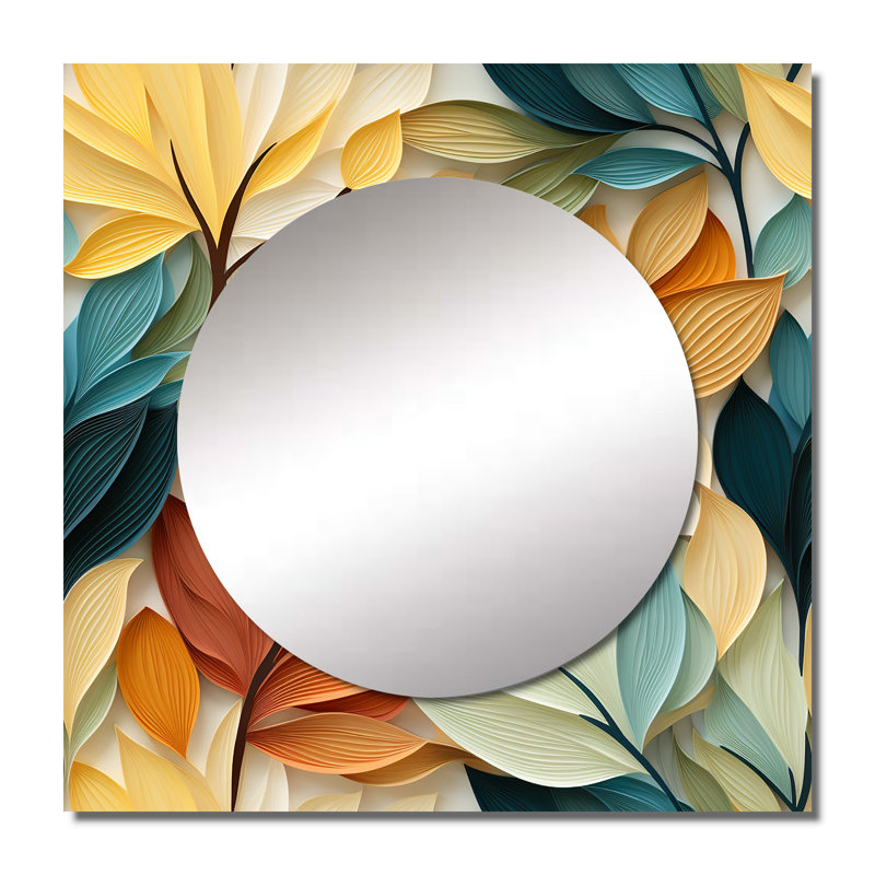 Earthy Tones Natures Palette Botanical Plants - Miroir floral carré pour décoration murale, 29 po x 29 po
