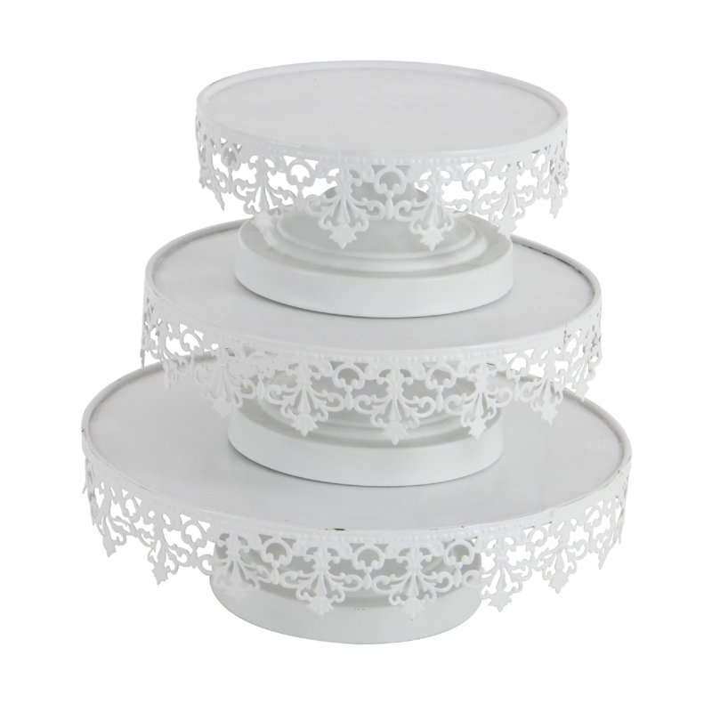 Orleans 3 Piece Cake Stand Set, White