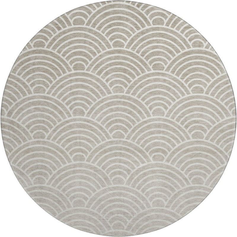 Premium Machine Washable Mayfield AMF2414 Arc Rug, Ivory, 8' Round