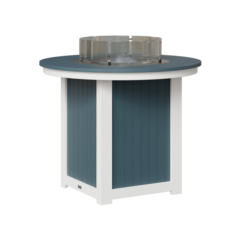 Berlin Gardens Donoma 44″ Round Counter Height Fire Pit Table, Slate Top with White Base, 36.5" H x 44" W x 44" D