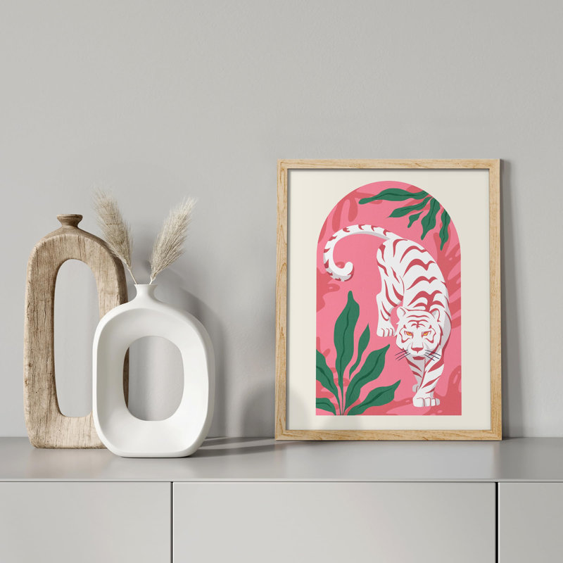 «Stalking Tiger In The Jungle» sur papier, H 10 po x l 8 po, Naturel