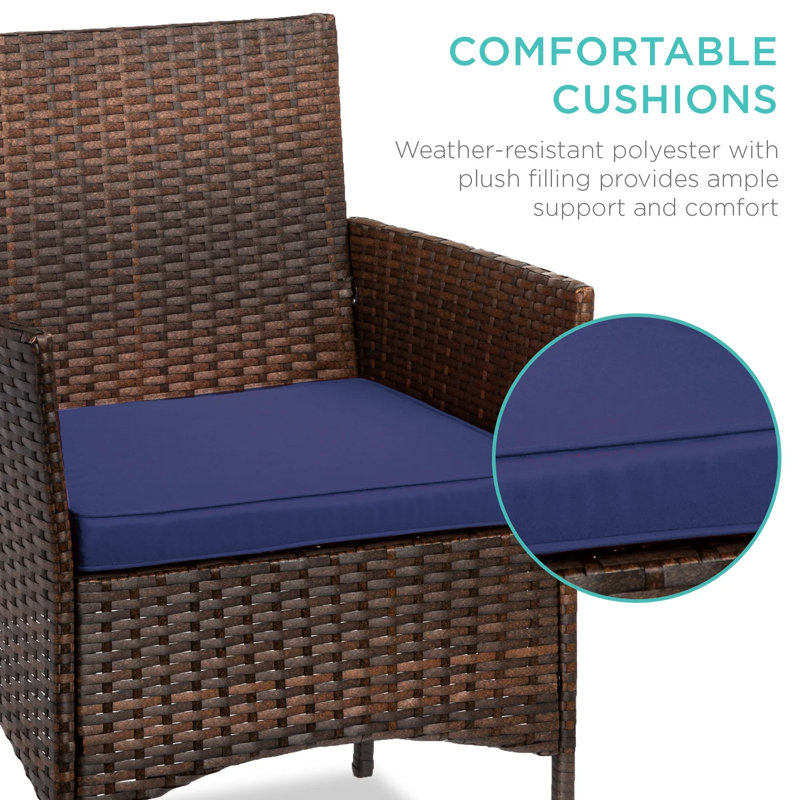 Patio Bistro Set, Brown, Navy