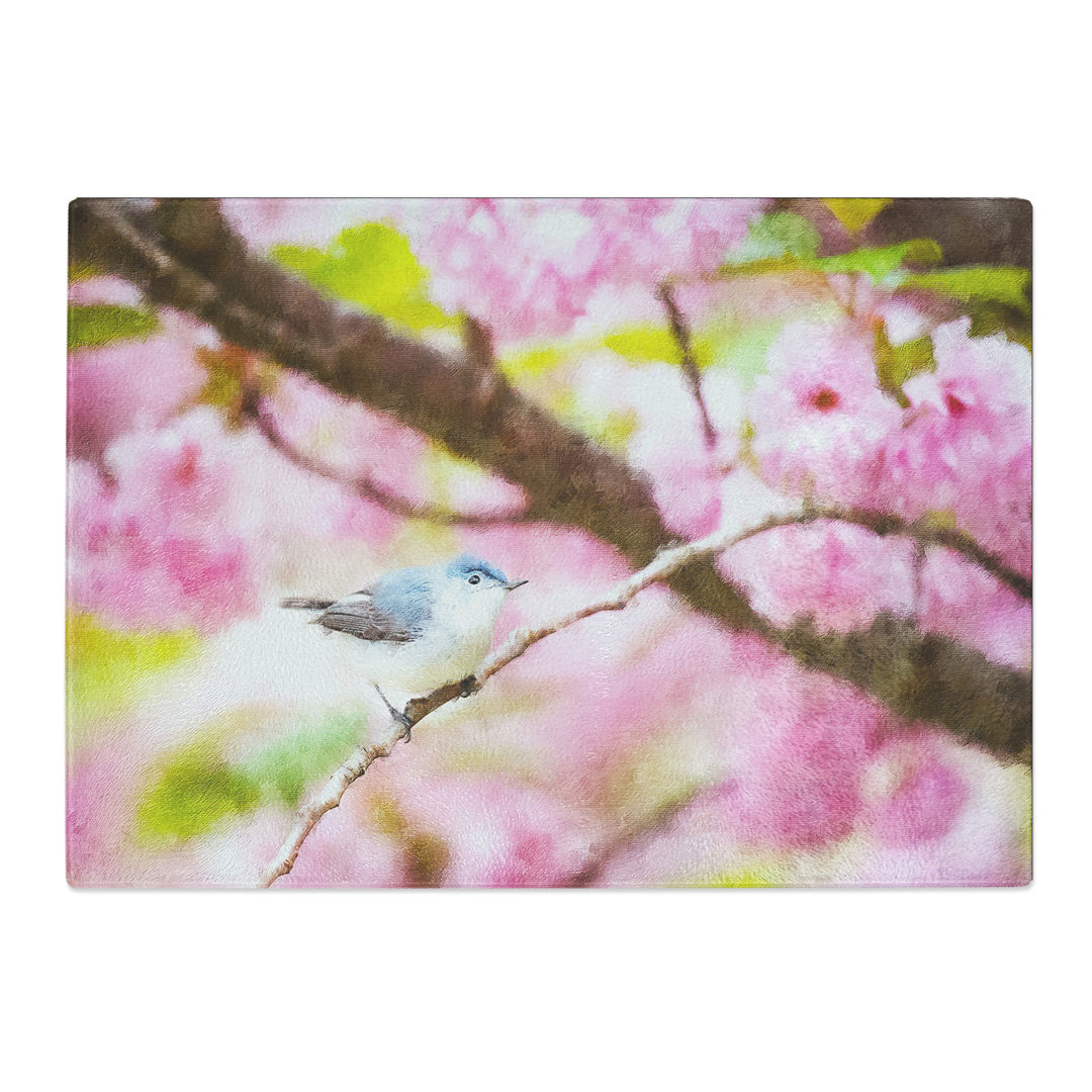 Tempered Glass Bird in the Cherry Blossom Tree Chopping Board