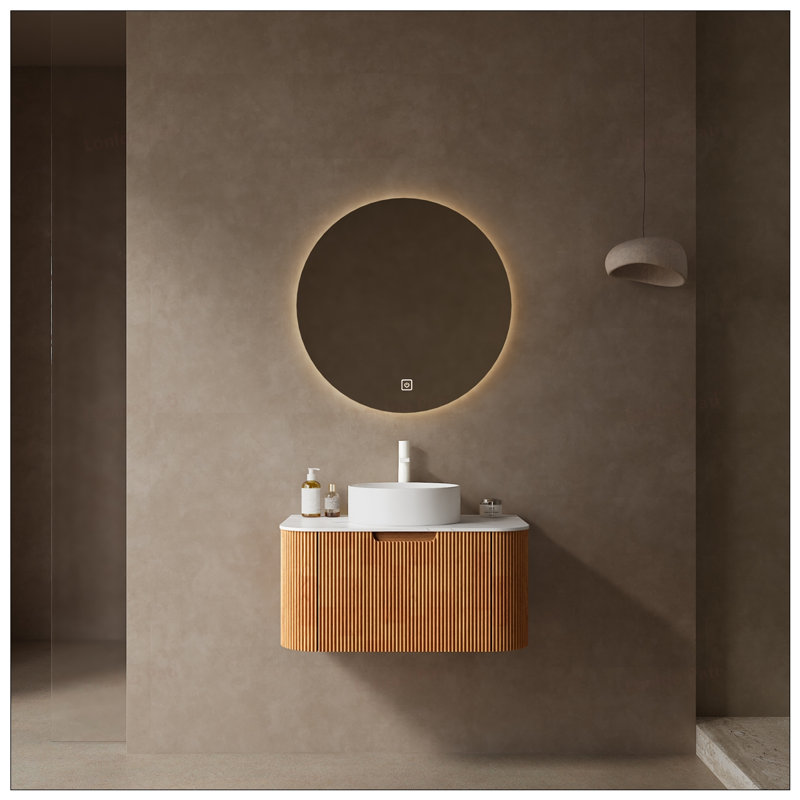 Meuble-lavabo à bords arrondis 30 po avec lavabo rond en céramique, 30"