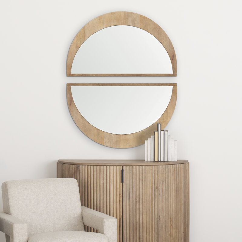 Vixe Solid Wood Mirror, 22.3" x 36", Light Brown
