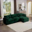 Sofas 3-Seater L-Shaped with Footrest, Classic Modern Sage Green Corduroy for Small Living Rooms | Sage Green | Corduroy