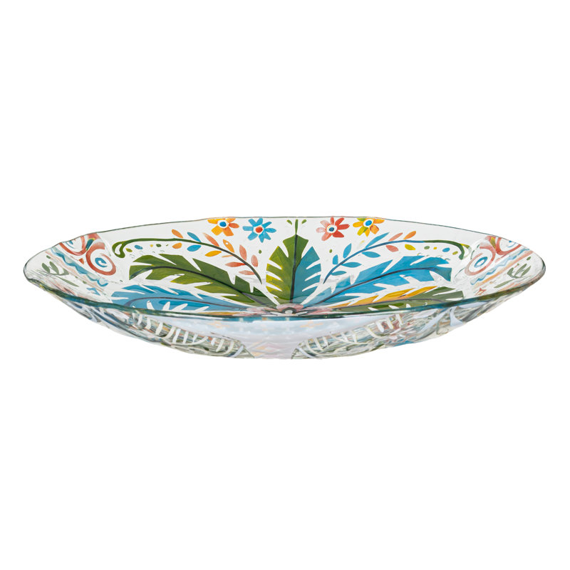 Bain d'oiseaux en verre Folk Art Palm Tree, 18 po