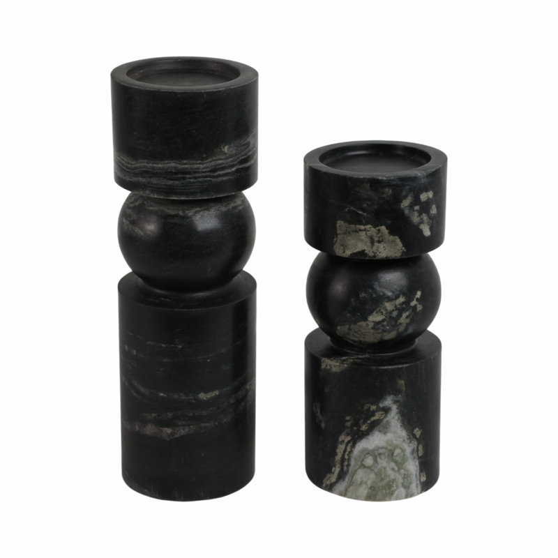 Set Of 2 9/12" Himalayan Marble Candle Holders