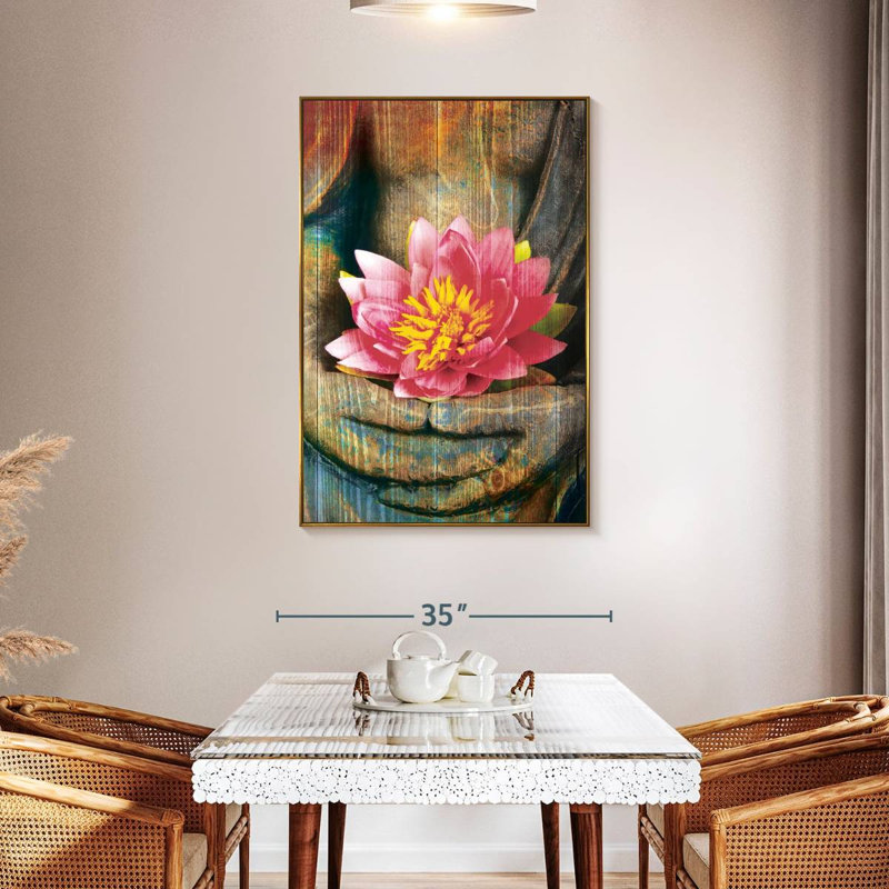 Lotus lotus main, Floating Frame Gold, 31 po x 46 po