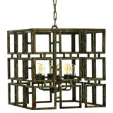Cubic 4 - Light Unique / Statement Rectangle / Square Chandelier Wrought Iron Accent