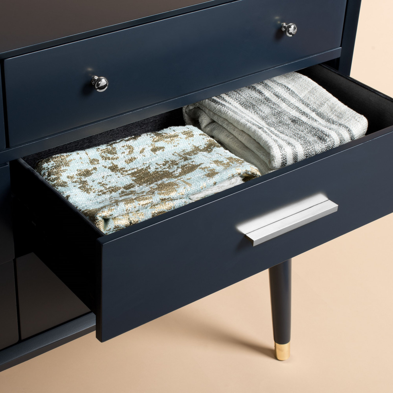 Samuel 6 - Drawer Double Dresser, Navy/Silver
