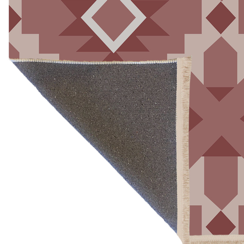 Tapis intérieur / extérieur rose en polypropylène tissé à la machine Sorcim, Tapis de couloir 3 pi 3 po x 6 pi 7 po
