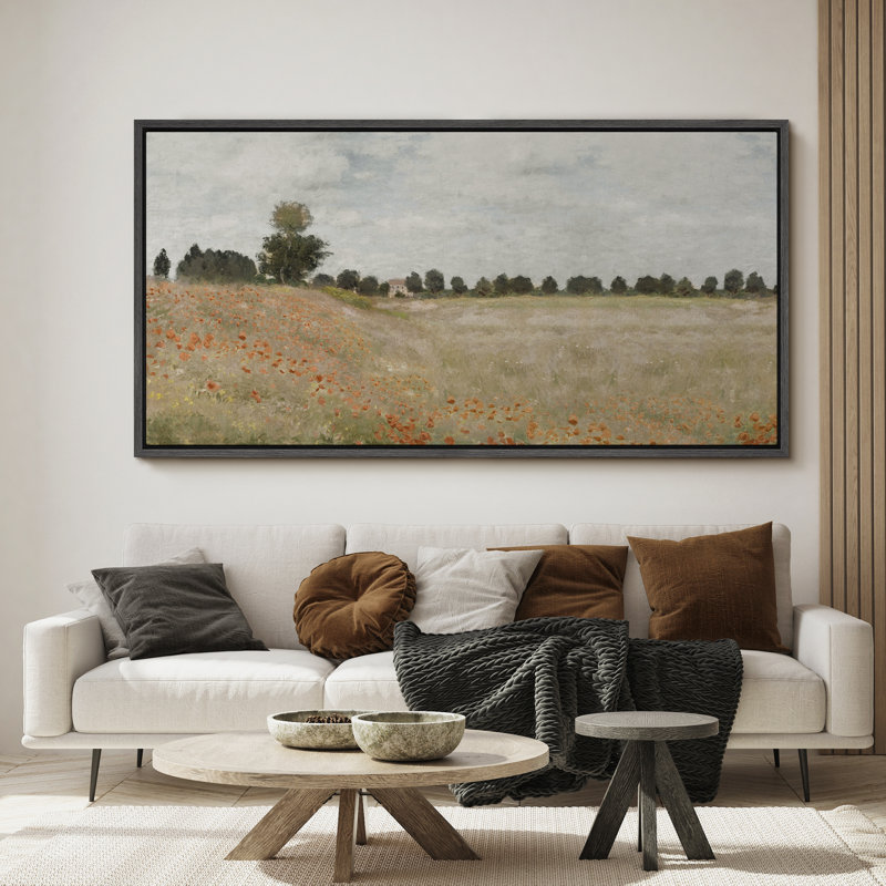 Art mural sur toile encadrée, "Wildflower Field with Distant Trees", Noir, H 30 po x l 60 po