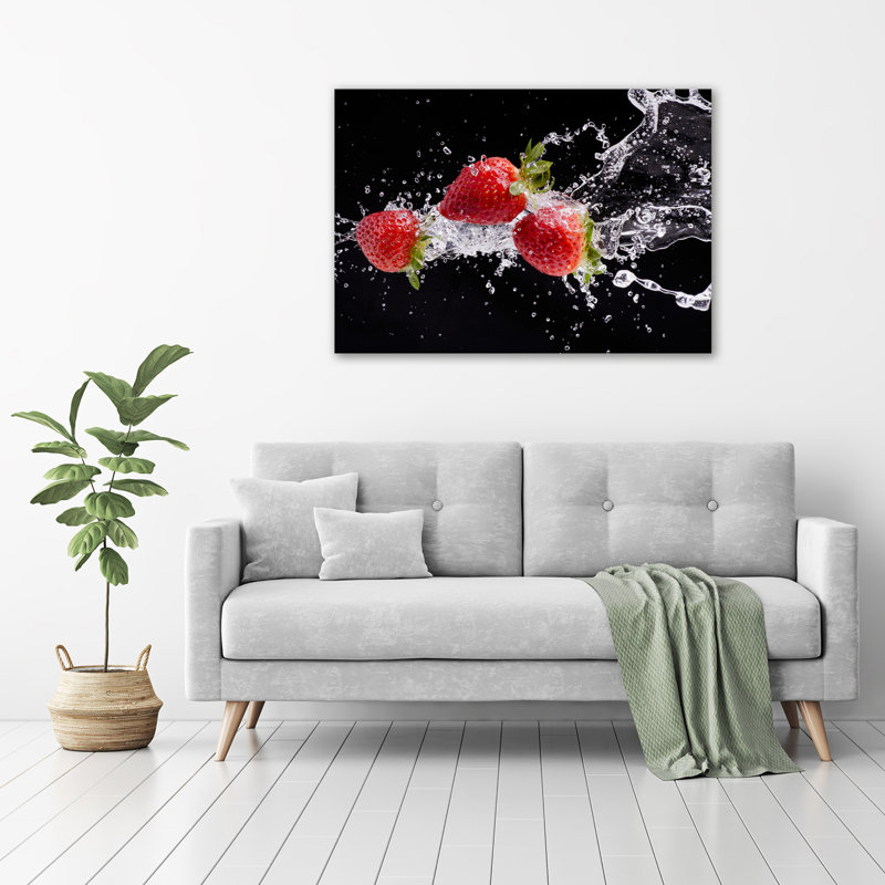 Strawberries And Water - Wrapped Canvas Print