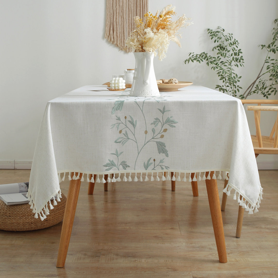 High Quality Washable Wrinkle Free Tablecloth With Tassel (Leaf) Winston Porter 