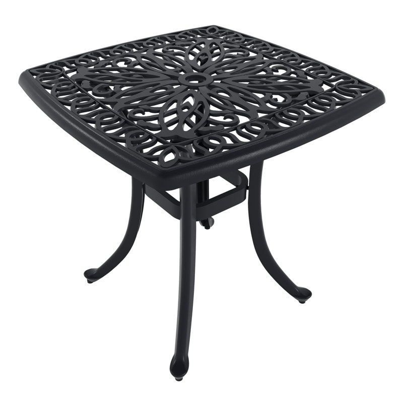 Square Metal Outdoor Side Table With Umbrella Hole , 52cm cm W 52cm cm D