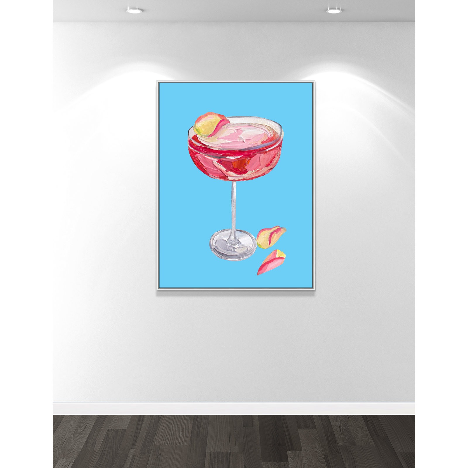 Sparkling Rose Gin Cocktail Print by Straker, 49.5" H x 37.5" W, White Floater