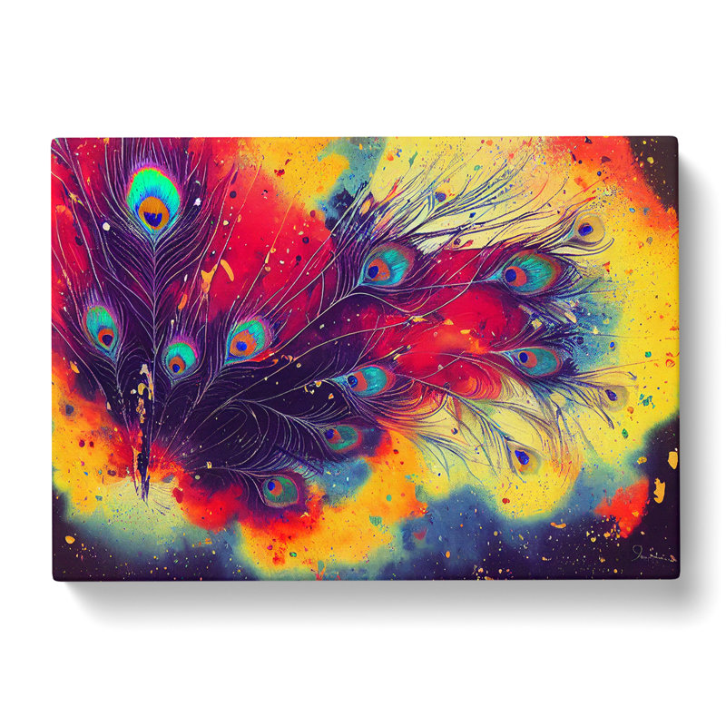 Peacock Feather Splash Vol.2 Abstract - Wrapped Canvas, 50cm H x 76cm W x 3cm D