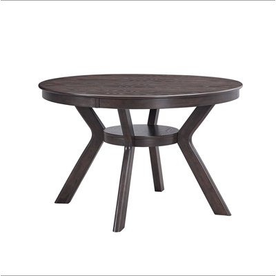 47.24''Round Rubber Wood Dining Table for 4-6 with Wooden Trestle Pedestal Base,Modern Kitchen Wooden Table Dinner Table for Dining Room, Living Room(1 Table)