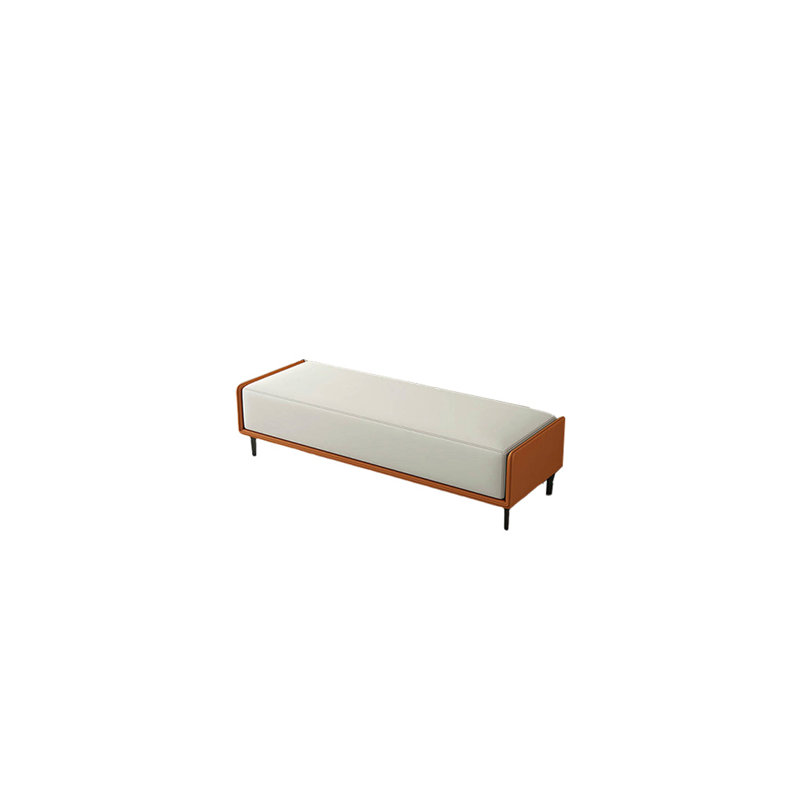 Banc rembourré en similicuir Custom Home, Orange / blanc cassé, H 16,53 po x l 47,24 po x P 15,74 po