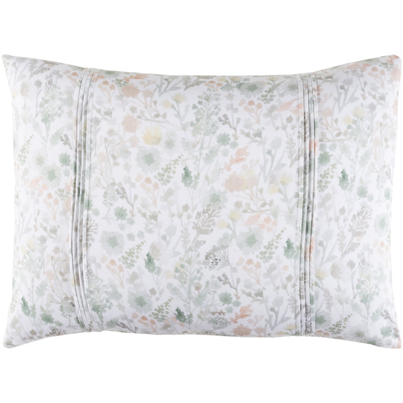 Aria Cotton Bedding Set, Ivory/Gray/Dark Green, Standard