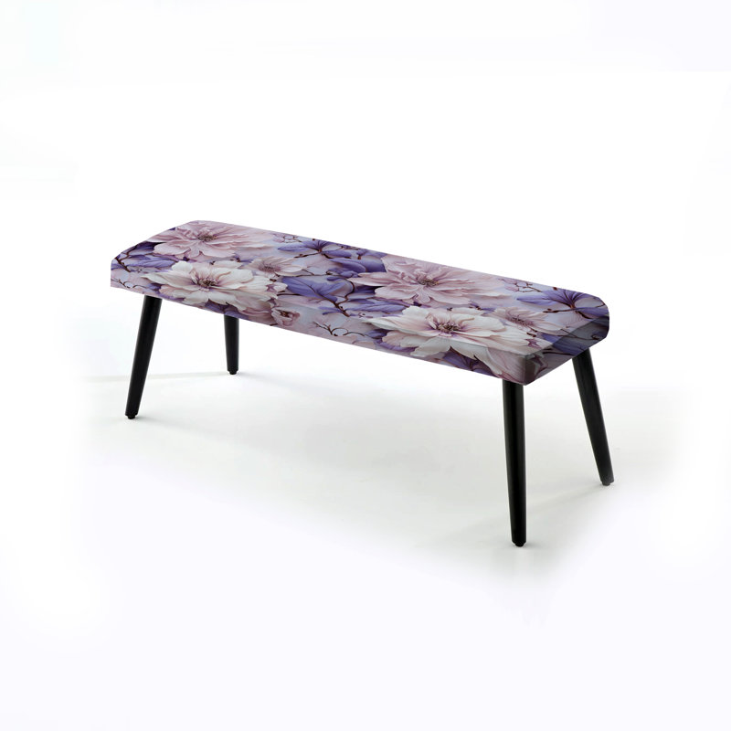 Banc rembourré floral noir Ethereal