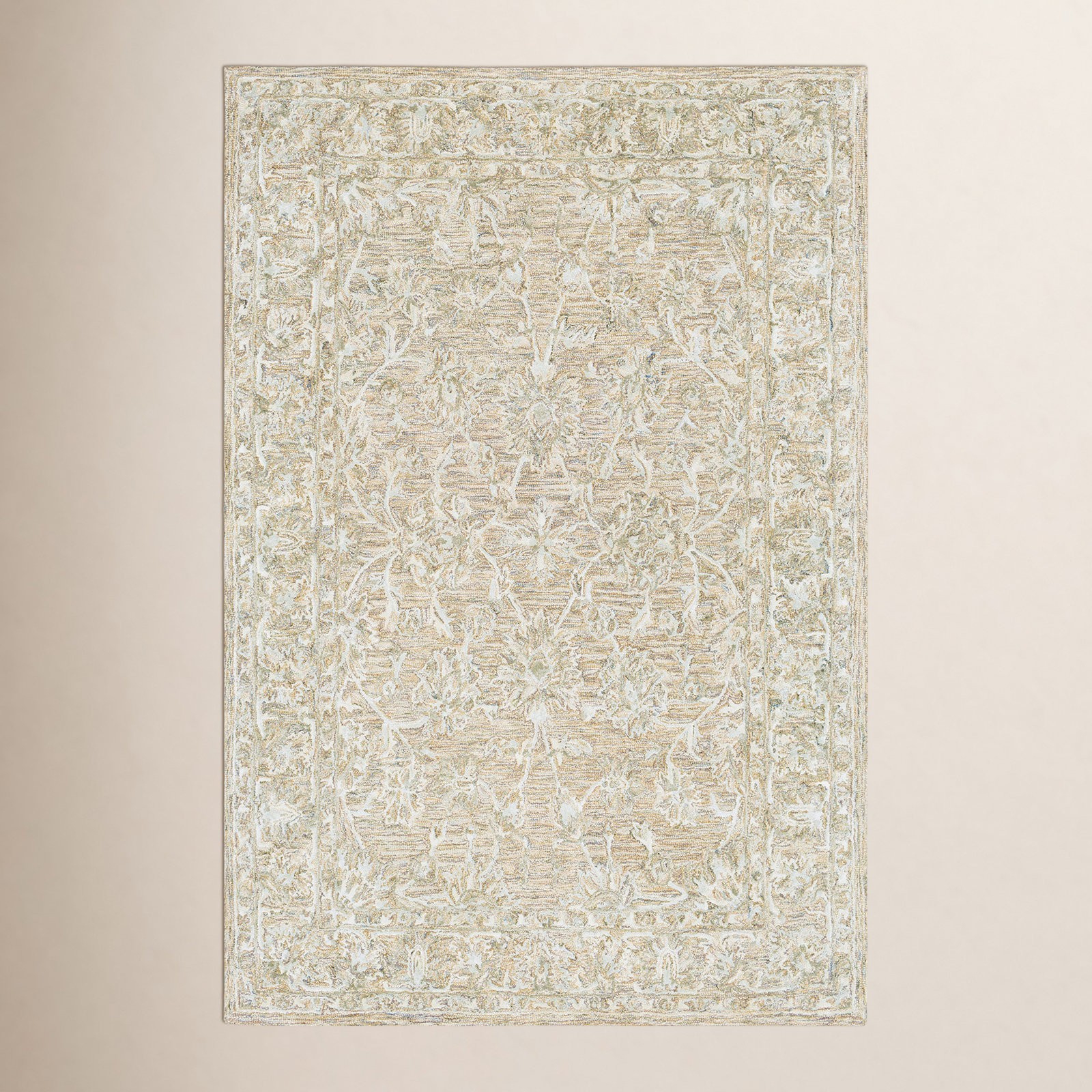 Cait Tan Hand-Tufted Floral Rug, Rectangle 9' x 13'