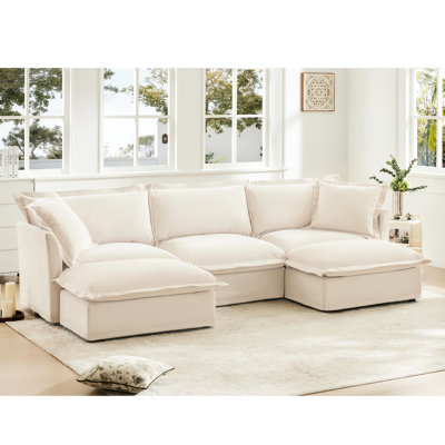 Siège modulaire profond, tissu chenille 3 places, tissu d'ameublement spacieux et relaxant Living, modulaire pour la maison